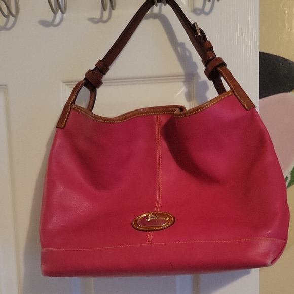 Authentic Dooney & Bourke Lrg Tote Pink Fuchsia Smooth Leather Handbag - Picture 3 of 13